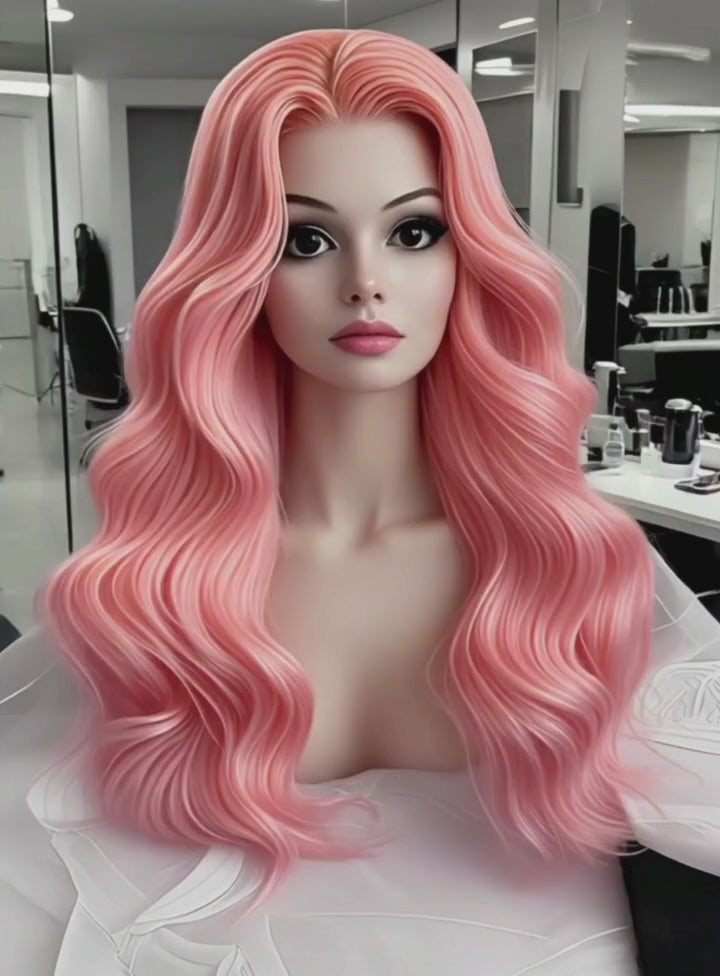 Wedoo-Remy-Human-Hair-Cosplay-Hair-Extensions-Pink-Curly-Wig-Display-2